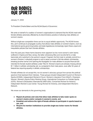 First page of the document: 2024 coalition demand letter to the NCAA